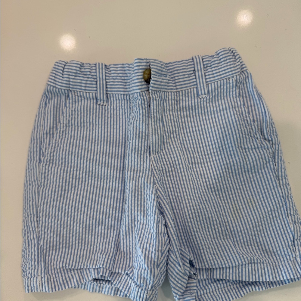 Janie and Jack Blue & White Striped Seersucker Kids Shorts